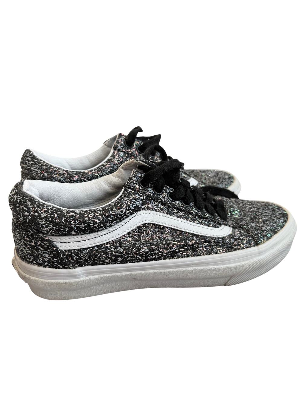 Vans Old Skool Glitter Sneakers Women's 8.5 Black Iridescent Sparkle Skate Shoes